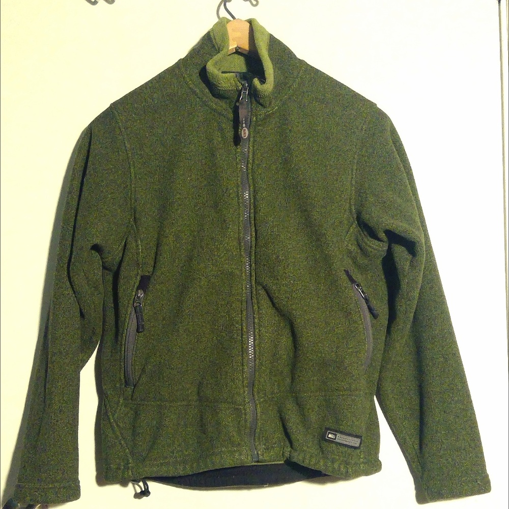 REI women's small green fleece zip-up